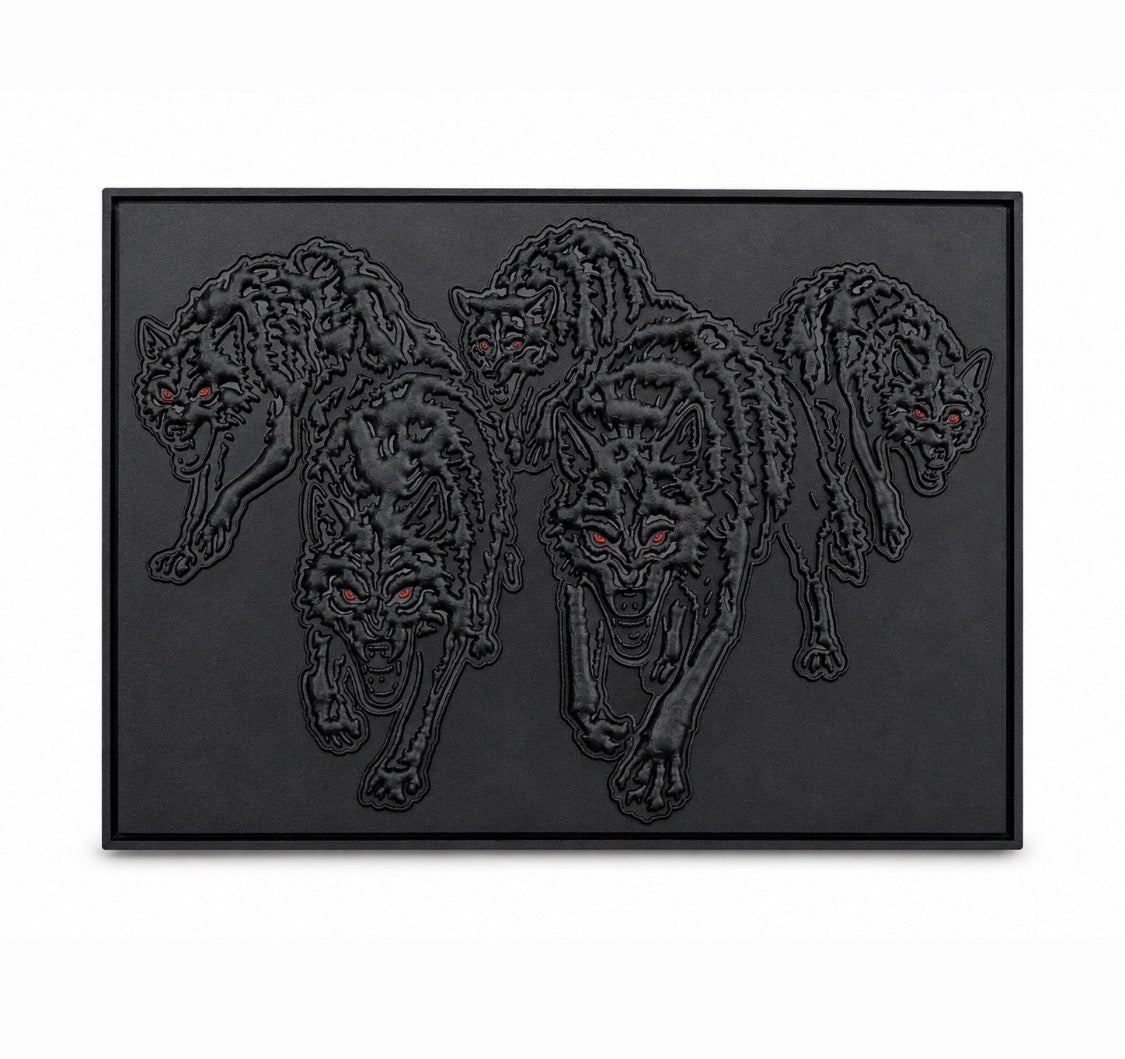 Black on Black wolf pack patch